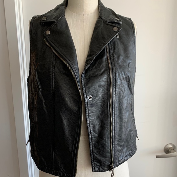 Uniqlo Faux Leather Biker Vest SMALL - Picture 2 of 6